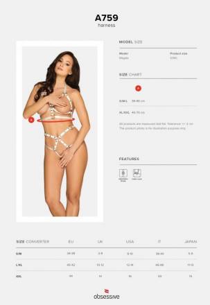 Пикантная портупея plus size в виде бюстгальтера с заклепками Obsessive