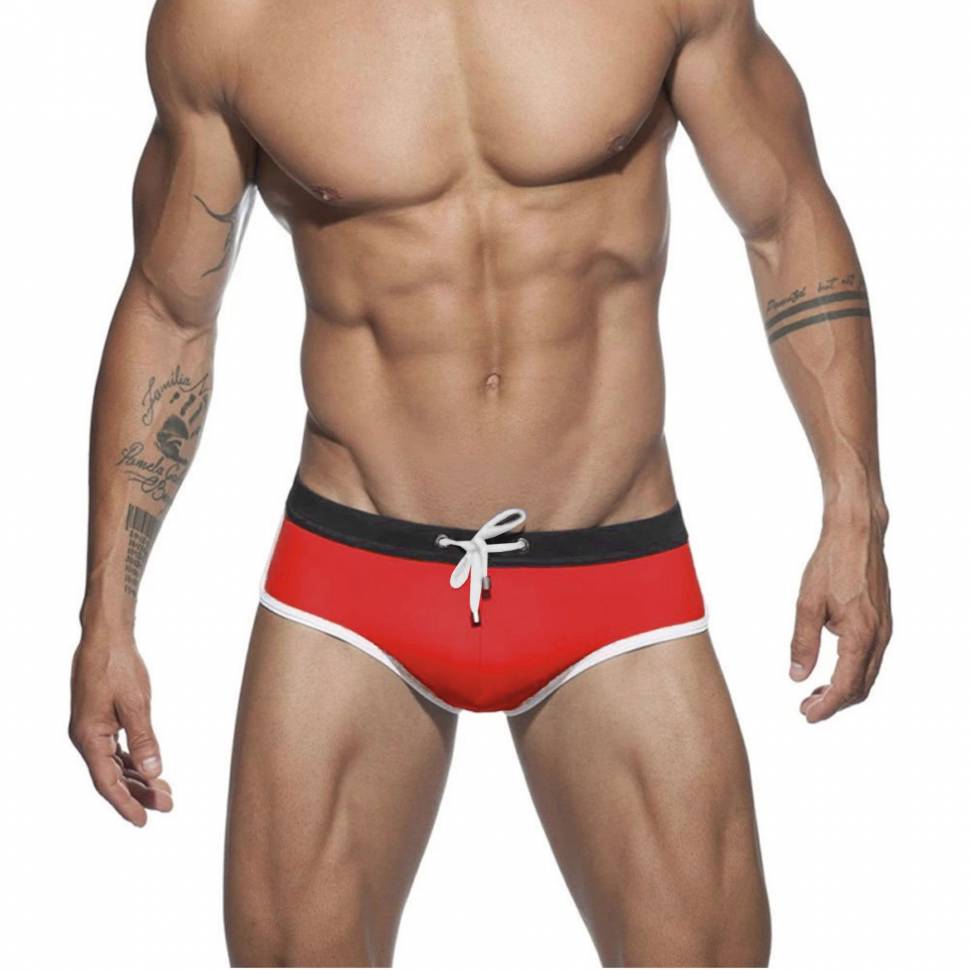 Красные мужские плавки-брифы с контрастной отделкой Romeo Rossi