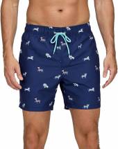 Темно-синие пляжные шорты с принтом в виде зверушек Romeo Rossi