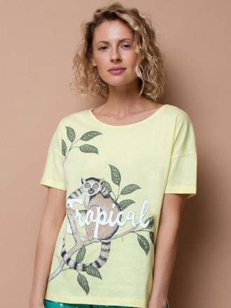 Женская футболка с принтом в виде лемура на дереве Trikozza