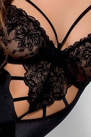 Изысканное боди Haya с крупным цветочным рисунком Passion