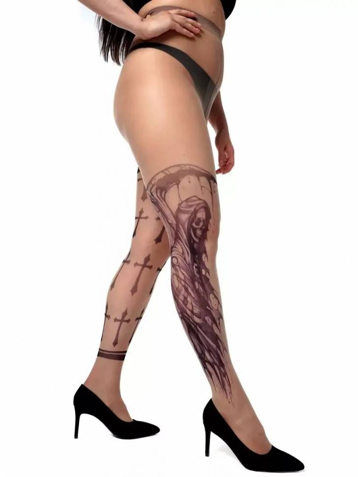 Колготки +size с принтом в виде смерти и крестов STOP Your Style