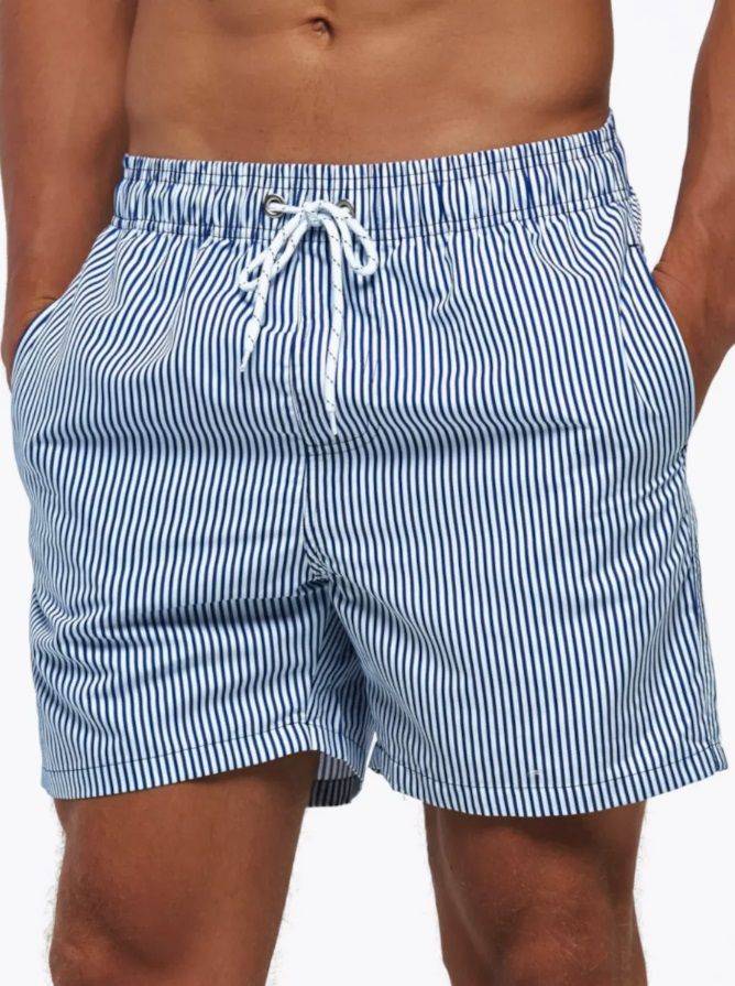 Темно-синие пляжные шорты в полоску Romeo Rossi