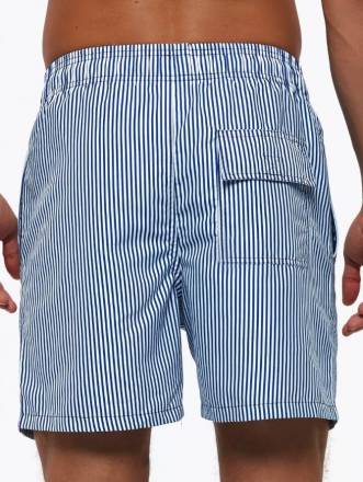 Темно-синие пляжные шорты в полоску Romeo Rossi