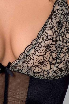 Соблазнительное боди Montana с цветочным кружевом и прозрачной вставкой Passion