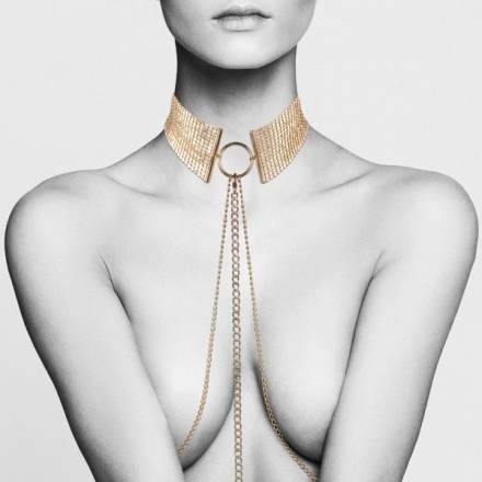 Золотистый ошейник с цепочками Desir Metallique Collar Bijoux Indiscrets