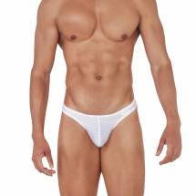 Сексуальные белые трусы-тонги в полоску Sainted Thong Clever Masculine Underwear