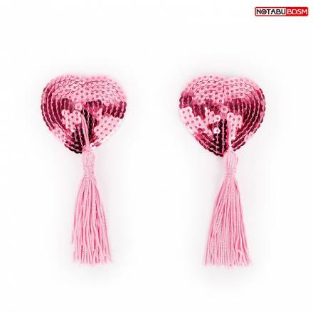 Розовые текстильные пестисы в форме сердечек с кисточками Bior toys