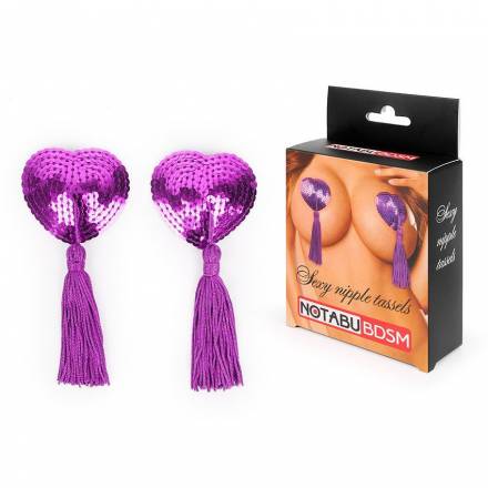 Фиолетовые текстильные пестисы в форме сердечек с кисточками Bior toys