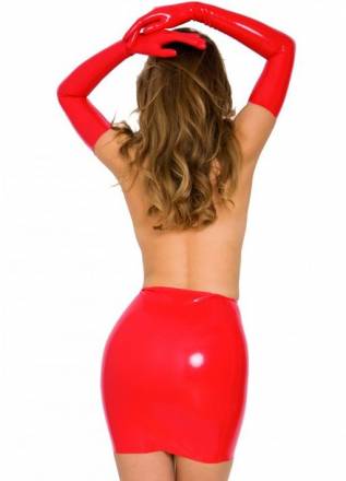 Красная бесшовная юбка из латекса LatexAS