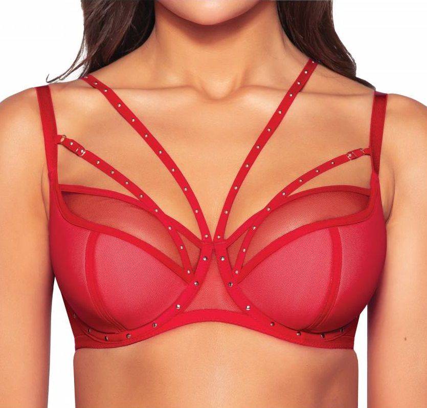 Красный бюстгальтер Pois Pois с чашками +size на косточках Novika