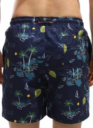 Темно-синие пляжные шорты с принтом в виде пальм Jolidon