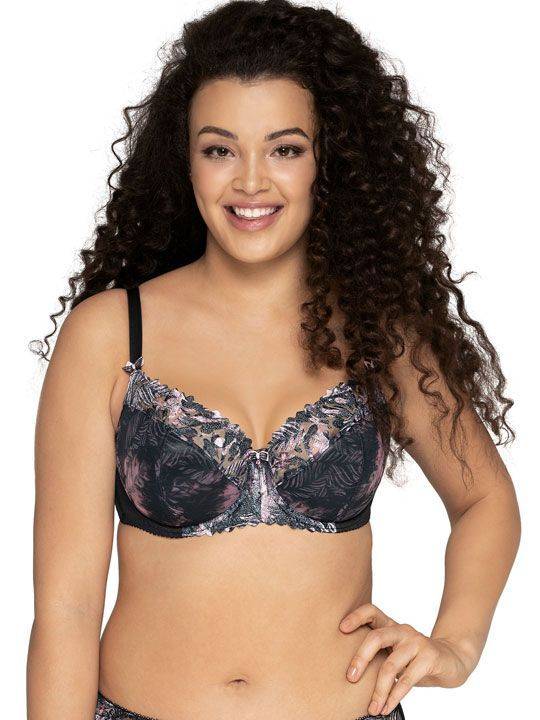 Бюстгальтер plus size на тонком поролоне с трехцветной вышивкой AVA
