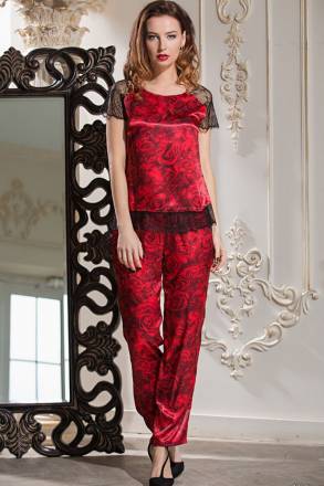 Роскошная шелковая пижама Carmen с цветочным рисунком Mia&amp;Mia