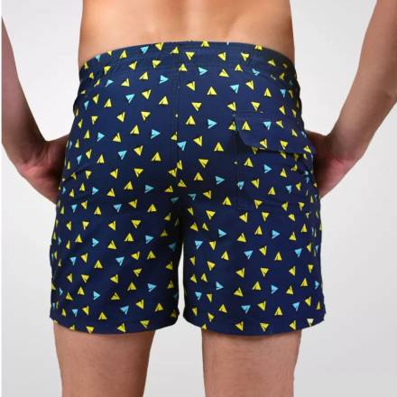 Темно-синие пляжные шорты с принтом и боковыми карманами Romeo Rossi