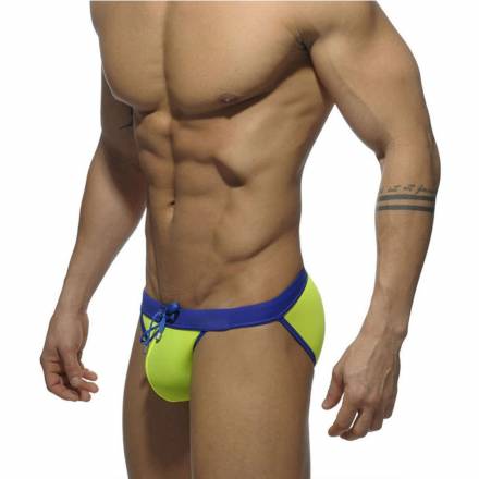 Зеленые мужские плавки-танга с ярким поясом Romeo Rossi