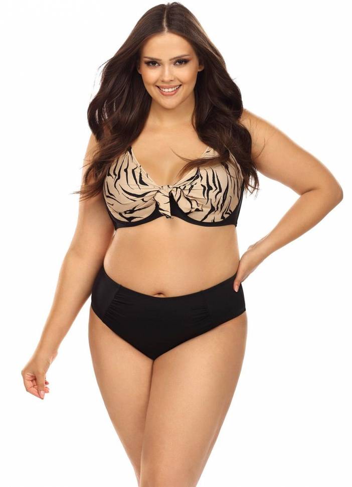 Раздельный купальник plus size с анималистическим принтом на лифе Lorin