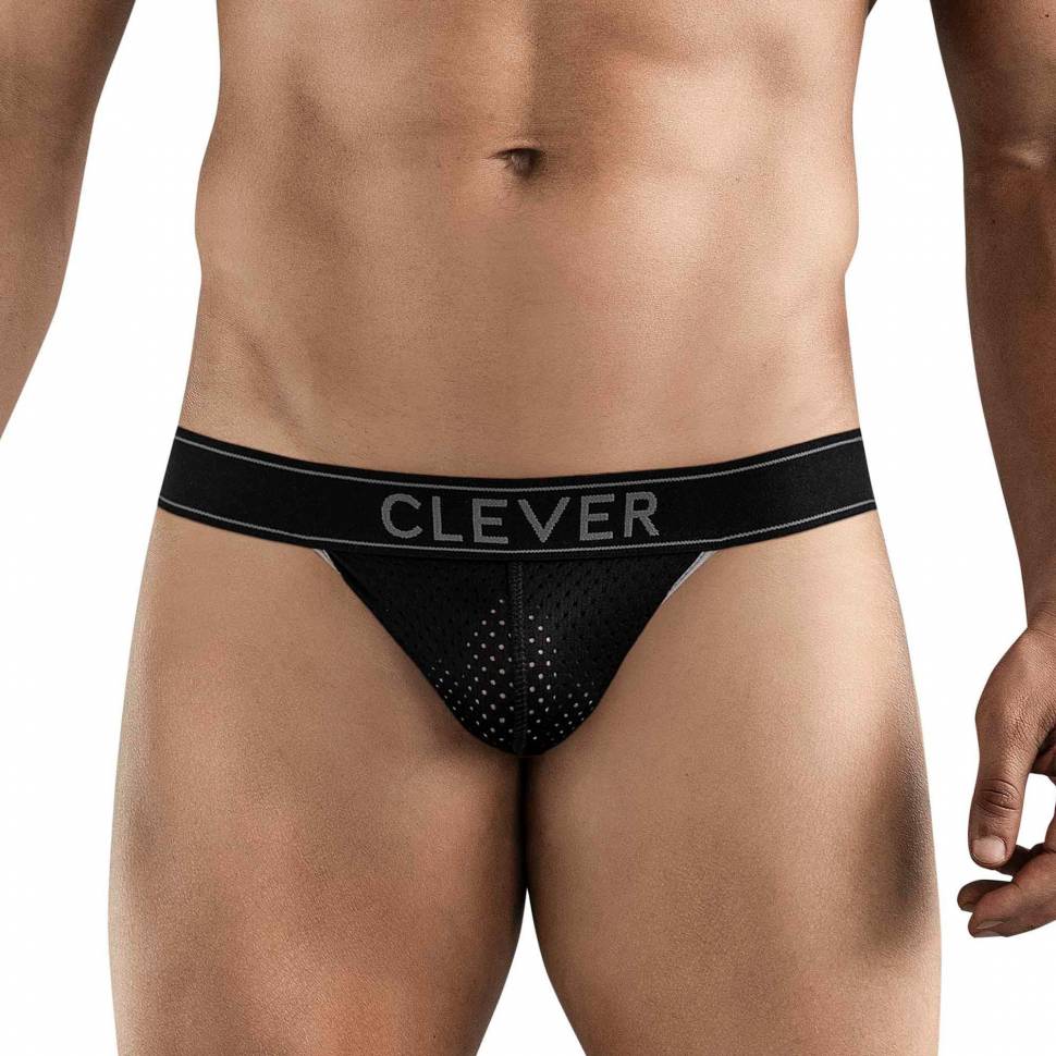 Черные перфорированные трусы-джоки Clever Ambar Jockstrap Clever Masculine Underwear