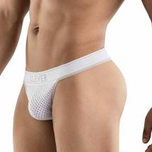 Белые перфорированные трусы-тонги Clever Ambar Thong Clever Masculine Underwear