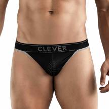 Черные перфорированные трусы-тонги Clever Ambar Thong Clever Masculine Underwear
