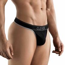 Черные перфорированные трусы-тонги Clever Ambar Thong Clever Masculine Underwear