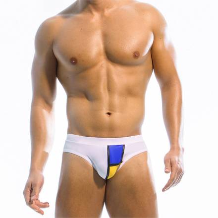 Белые плавки-брифы с яркими цветными вставками Romeo Rossi