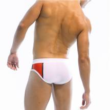 Белые плавки-брифы с яркими цветными вставками Romeo Rossi