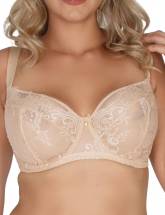 Телесный бюстгальтер с мягкой чашкой +size из кружева с «ресничками» Akcent
