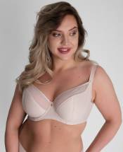 Бюстгальтер на косточках с шитыми чашками +size из ткани с тиснением Akcent