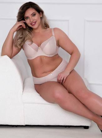 Бюстгальтер на косточках с шитыми чашками +size из ткани с тиснением Akcent