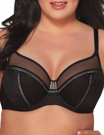 Бюстгальтер с мягкими чашками +size и серебристым декором AVA