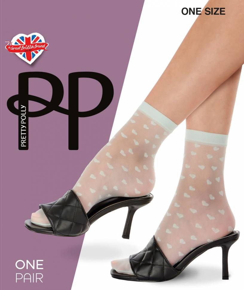 Оригинальные капроновые носочки с принтом в виде сердец Pretty Polly