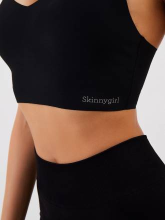 Набор из 2 бесшовных бюстгальтеров-топов - черного и бежевого Skinny Girl