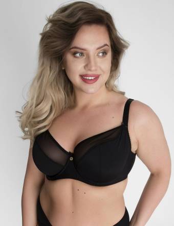 Бюстгальтер на косточках с гладкой чашкой +size из микрофибры и сетки Akcent