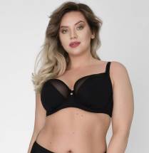 Бюстгальтер на косточках с гладкой чашкой +size из микрофибры и сетки Akcent