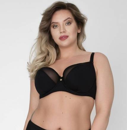 Бюстгальтер на косточках с гладкой чашкой +size из микрофибры и сетки Akcent