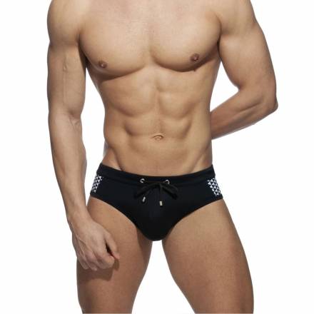 Черные мужские плавки с принтом в виде треугольников по бокам Romeo Rossi