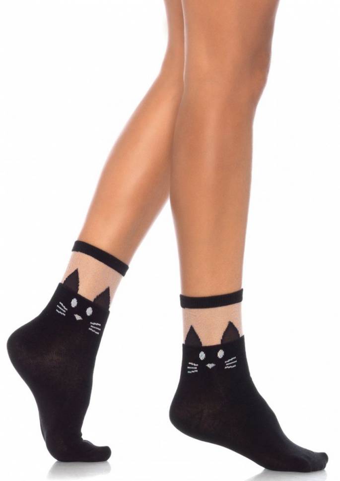 Носки с котиками BLACK CAT OPAQUE ANKLET Leg Avenue