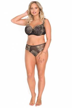 Женские трусики-слипы из сетки с вышивкой бежевой нитью Akcent