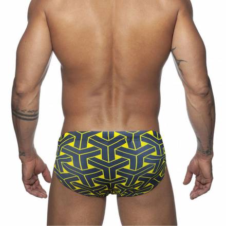 Черные мужские плавки с ярким геометрическим принтом Romeo Rossi
