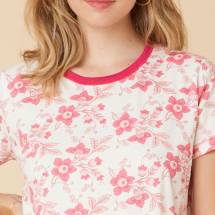 Хлопковая пижама с цветами на футболке Cotonella